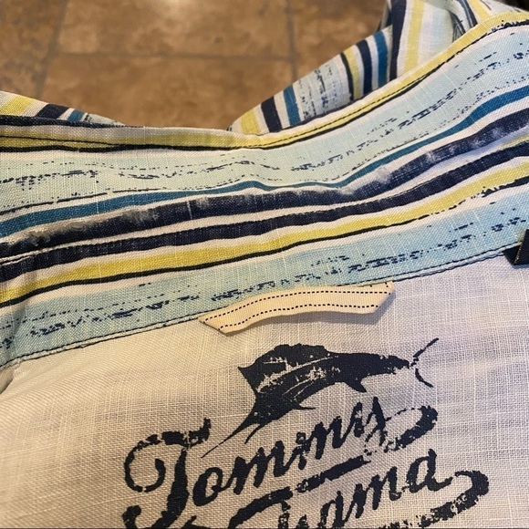 TOMMY BAHAMA Men 100% Linen Striped Buttoned Long Sleeve Shirt Size XL - Picture 3 of 12